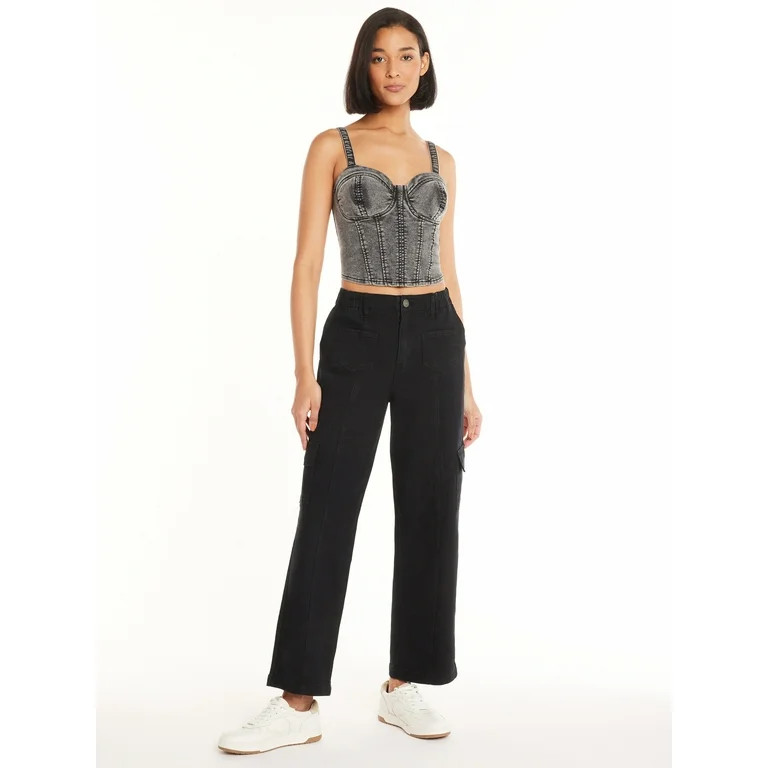 No Boundaries Juniors’ Denim Corset Top, Sizes XS-XXXL - Walmart.com | Walmart (US)