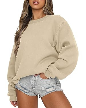 ANRABESS Women's Long Sleeve Sweatshirt Casual Crewneck Loose Fit Pullover Hoodie Fleece Fall Top... | Amazon (US)