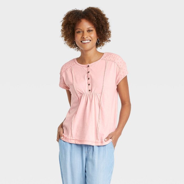 Women's Short Sleeve Henley Shirt - Knox Rose™ | Target