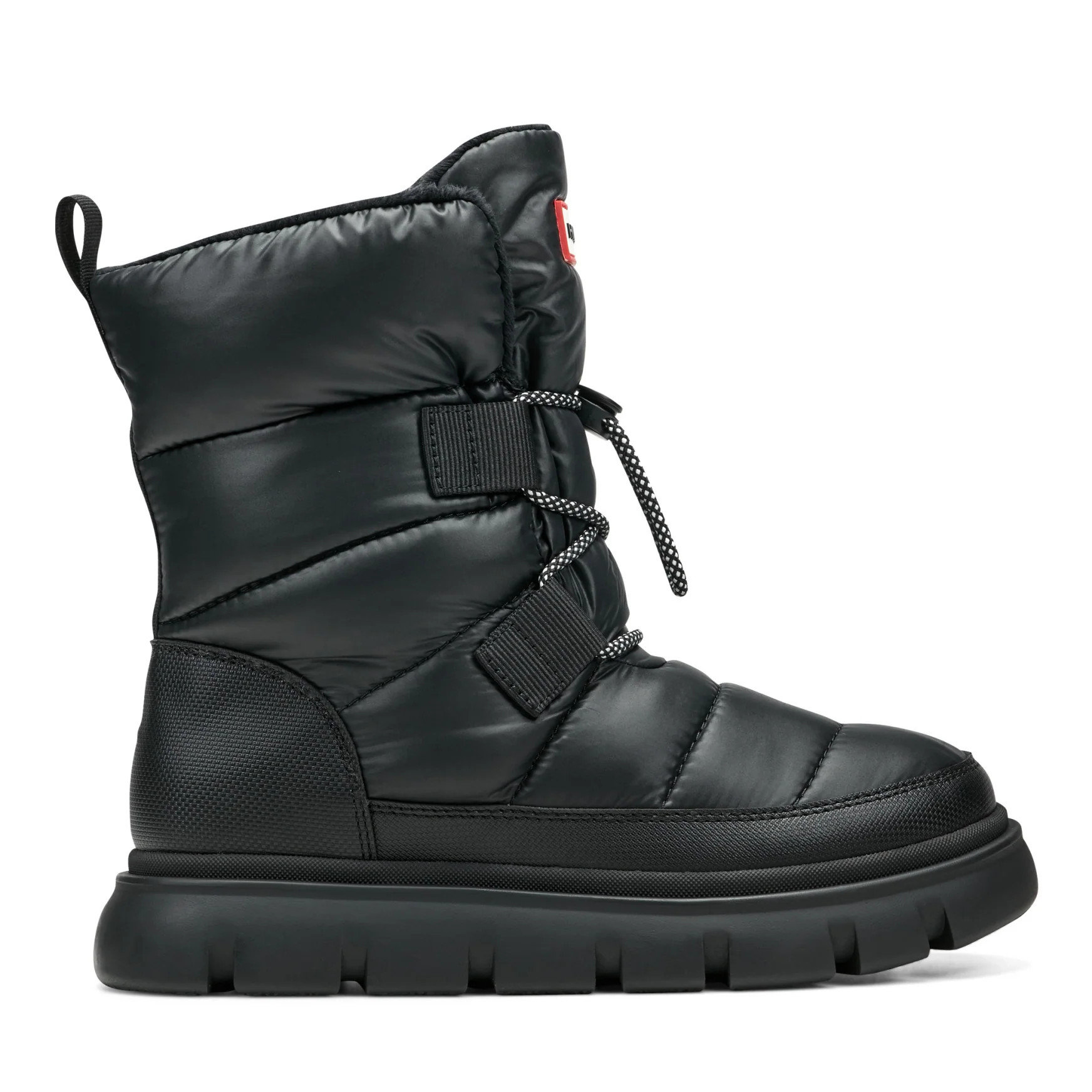 Women's Moon Lug Sole Insulated Waterproof Snow Booties - Black Nylon | Hunter Boots | Hunter Boots