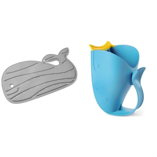 Skip Hop Non-Slip Whale Baby Bath Mat and Tear-free Waterfall Rinser Bundle, Grey | Amazon (US)