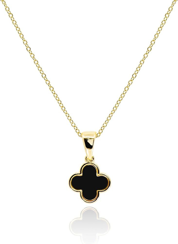 Four Leaf Clover Necklace for Women • Dainty Mother of Pearl White Black Onyx Pink Blue Mint Gr... | Amazon (US)