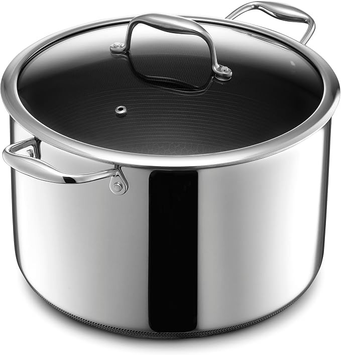 HexClad Hybrid Nonstick 10-Quart Stockpot with Tempered Glass Lid, Stay-Cool Handles, Dishwasher-... | Amazon (US)
