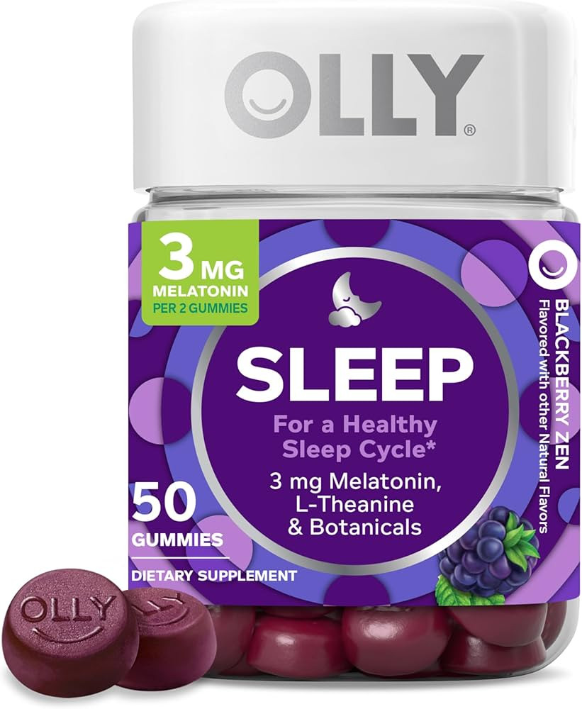 OLLY Sleep Gummy, 3 mg Melatonin, L-Theanine, Chamomile, Lemon Balm, Sleep Aid, Blackberry, 50 Co... | Amazon (US)