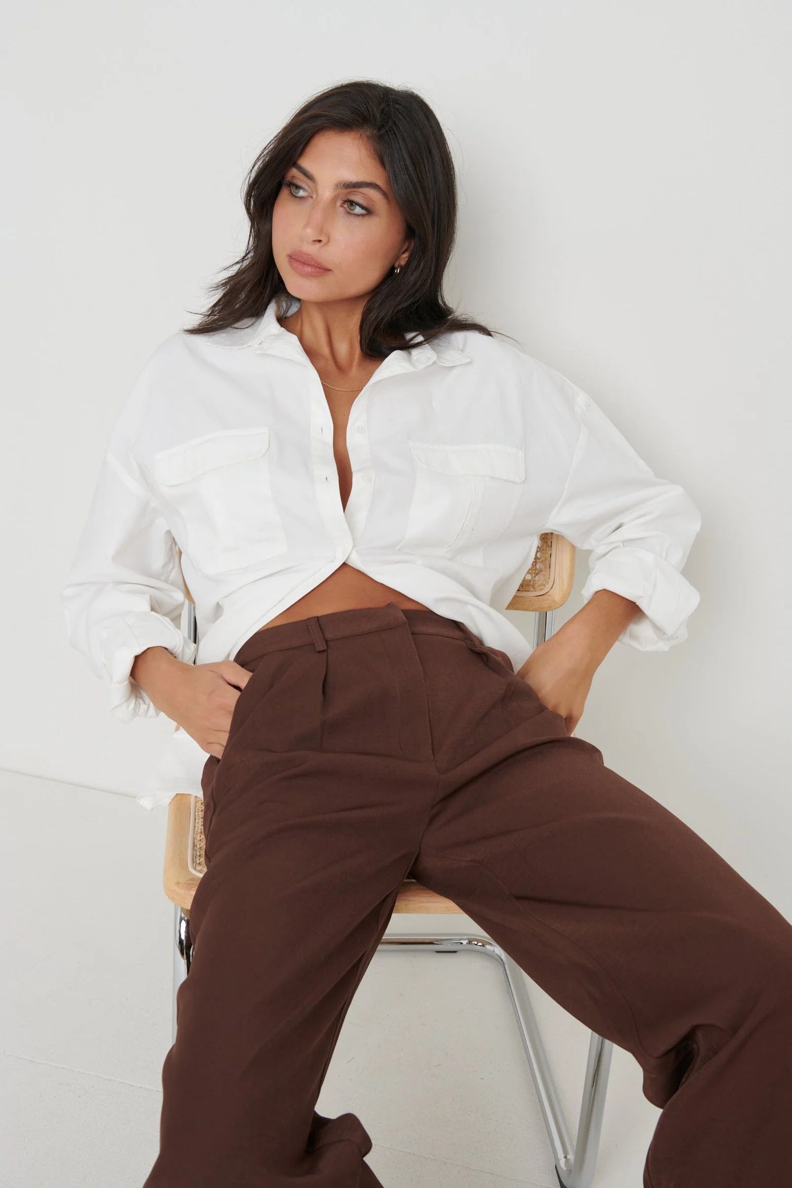 Esther Relaxed Trousers - Brown | Pretty Lavish (UK)