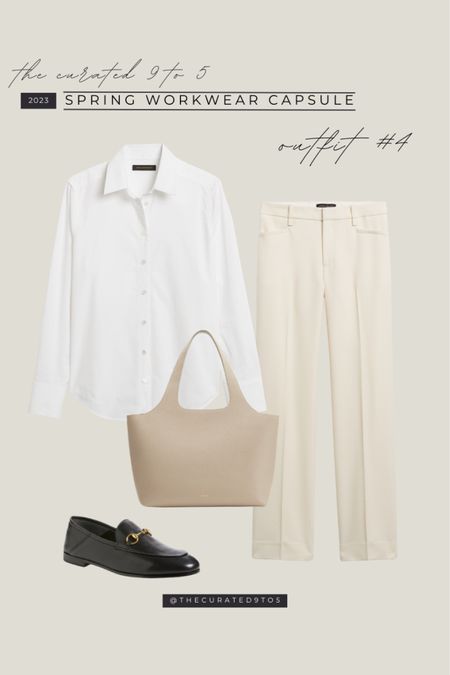 Spring Workwear Capsule: Outfit #4

Work style, outfit style, white button down, blouse, black loafers, mules, leather bag, trousers

#LTKitbag #LTKstyletip #LTKworkwear