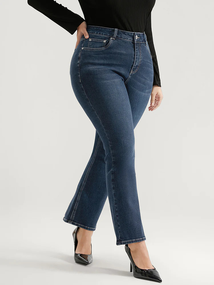 Bootcut Very Stretchy High Rise Dark Wash Jeans | Bloomchic