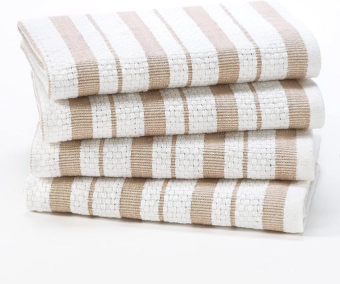 COTTON CRAFT Oversized Kitchen Towels - 4 Pack 100% Cotton Basketweave Tea Dish Towels - Absorben... | Amazon (US)