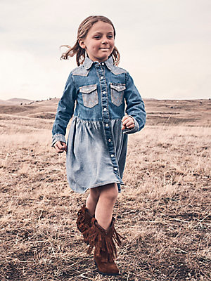 Girl's Long Sleeve Western Denim Dress | Wrangler