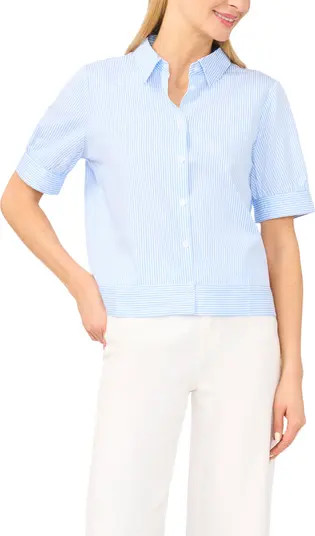 Halogen\u00ae Stripe Puff Sleeve Button-Up Shirt | Nordstrom | Nordstrom