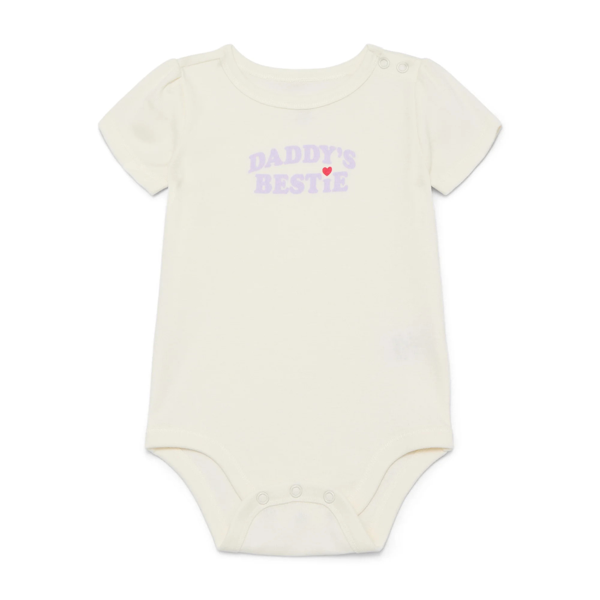 Wonder Nation Baby Girl Short Sleeve Bodysuit, Sizes 0-24 Months | Walmart (US)