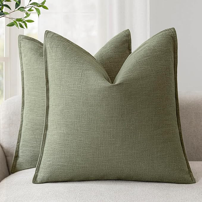 Amazon.com: Foindtower Pack of 2, Decorative Linen Soild Throw Pillow Covers Soft Accent Cushion ... | Amazon (US)