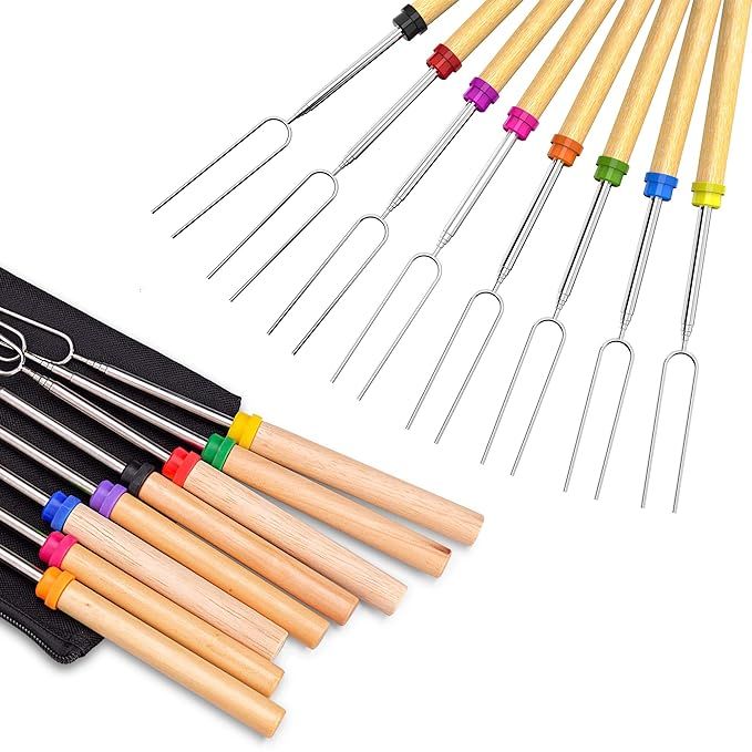 Roasting Sticks, Ezire Marshmallow Roasting Sticks 32 Inch Extendable Forks for BBQ at the Campfi... | Amazon (US)