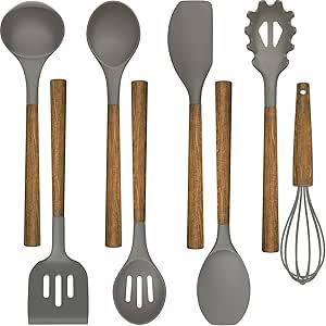 Umite Chef Silicone Cooking Utensil Set, 8-Piece Kitchen Utensils Set with Natural Acacia Wooden ... | Amazon (US)