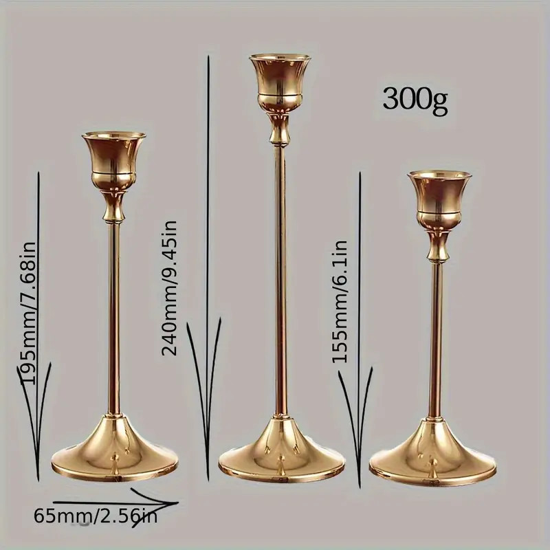 3pcs Set Candle Holder Single Long Head Brass Electroplated Iron Candlestick For Centerpiece Cand... | Temu Affiliate Program
