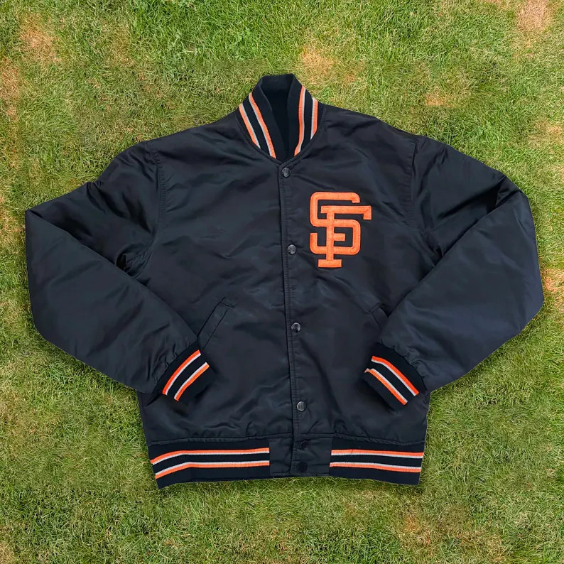 San Francisco Giants Vintage 90s Jacket Black Full Snap Satin Varsity Jacket | Etsy (US)
