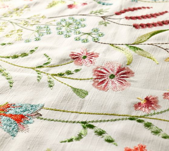 Spring Garden Embroidered Cotton Table Throw | Pottery Barn (US)