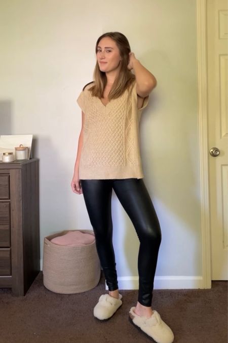 Transitional fall outfit idea! Love pairing leather leggings with sweater textures! 

#LTKshoecrush #LTKSeasonal #LTKfit