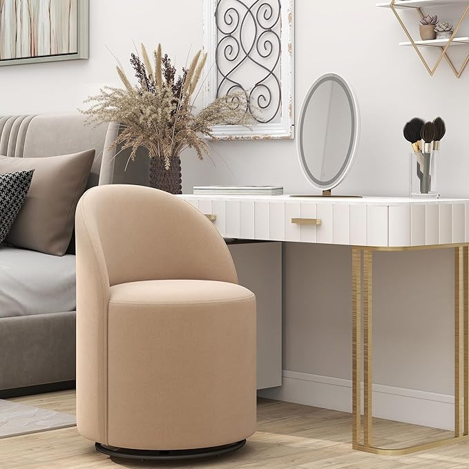 HNY Upholstered Kitchen & Dining Room Barrel Chair, Mid Century Modern Round Velvet Dining Chair,... | Amazon (US)