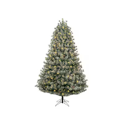 GE 7.5-ft Flocked Carolina Pine Pre-lit Artificial Christmas Tree with Multicolor LED Lights Lowe... | Lowe's