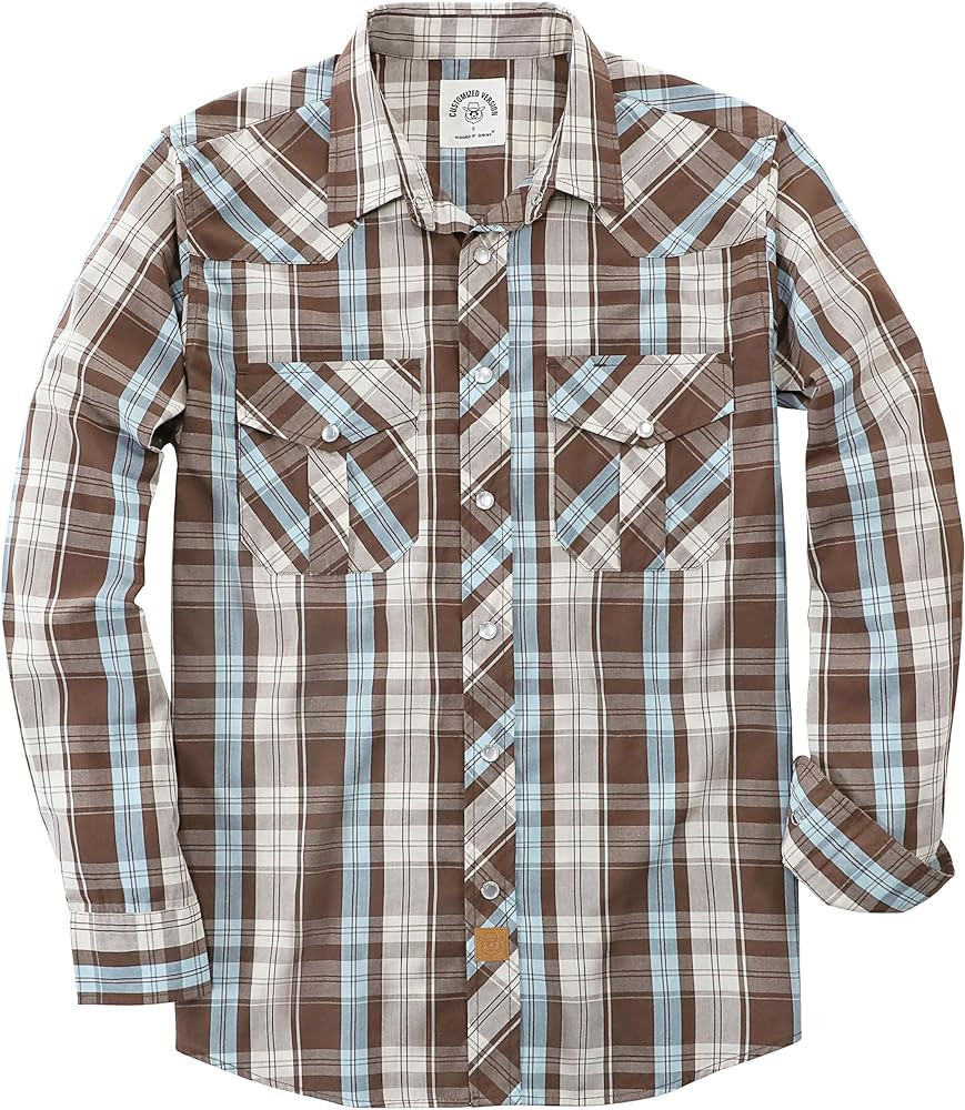 Dubinik® Pearl Snap Shirts for Men Long Sleeve Western Shirt for Men's Vintage Casual Plaid Cowb... | Amazon (US)