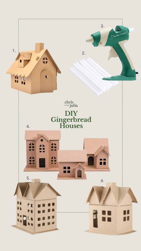 Super easy DIY gingerbread houses with white hot glue sticks. 

#LTKHoliday #LTKhome #LTKSeasonal