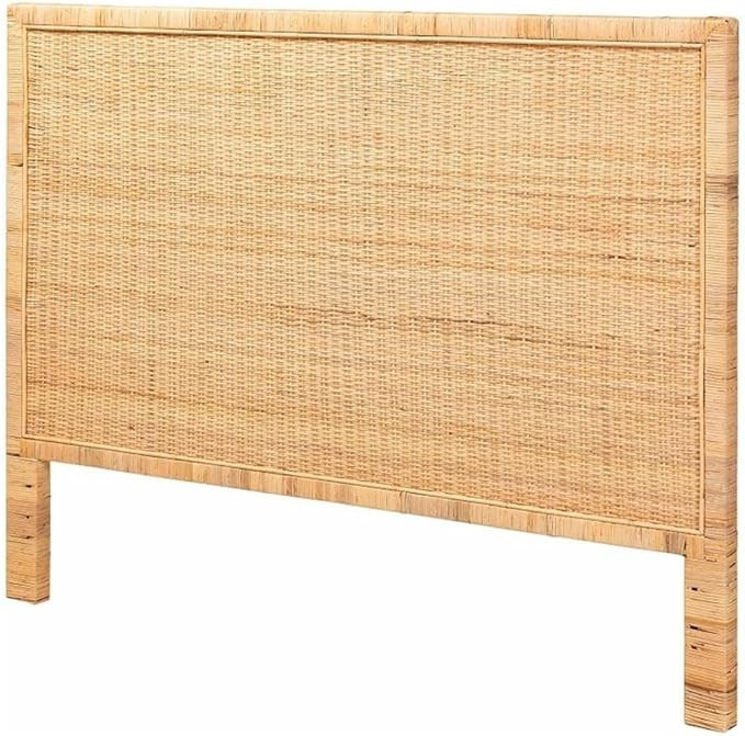 Baxton Studio Adelyn Rattan & Wood King Size Headboard in Brown | Amazon (US)