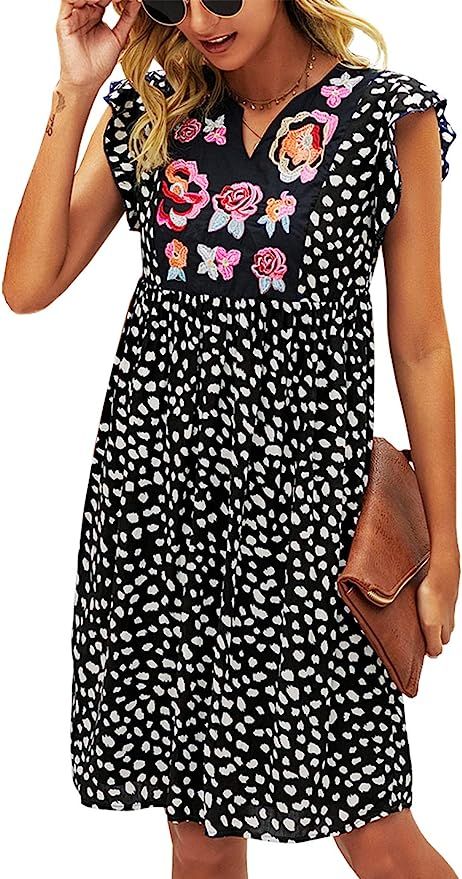 KIRUNDO Women's Petite Plus Size Soft Babydoll Casual Floral Dress | Amazon (US)