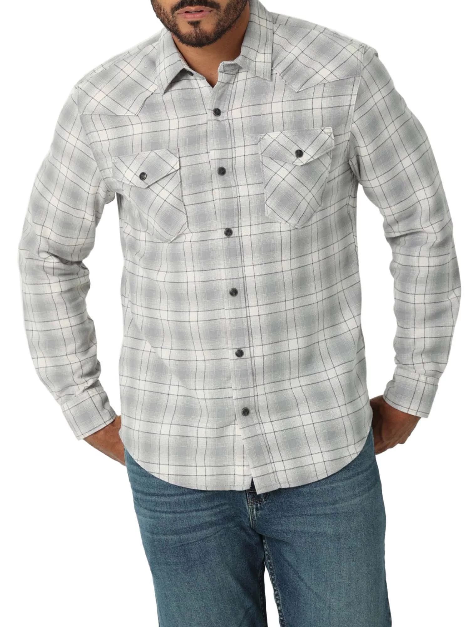 Wrangler® Men's Long Sleeve Regular Fit Brushed Flannel Shirt,Sizes S-5XL | Walmart (US)