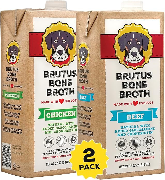 Brutus Chicken Broth Liquid for Dogs - All Natural Chicken Bone Broth for Dogs with Chondroitin G... | Amazon (US)