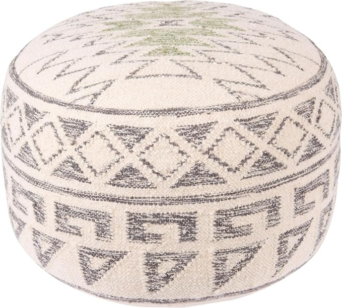 Creative Co-Op Boho Round Wool Blend Kilim Pouf with Geometric Design, Multicolor | Amazon (US)