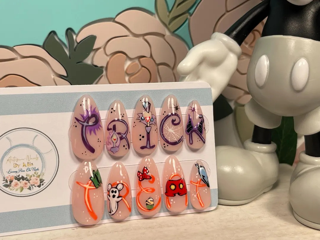 TRICK OR TREAT - Gel Press on Nails - Set of 10 Halloween Disney inspired Nails - Made to Order  ... | Etsy (US)