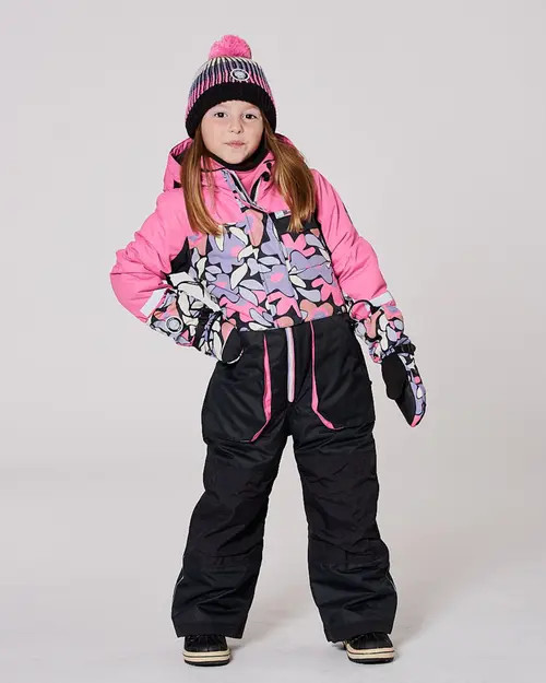 Deux par Deux One-Piece Play Snowsuit Retro Flower in Black at Nordstrom, Size 6 | Nordstrom