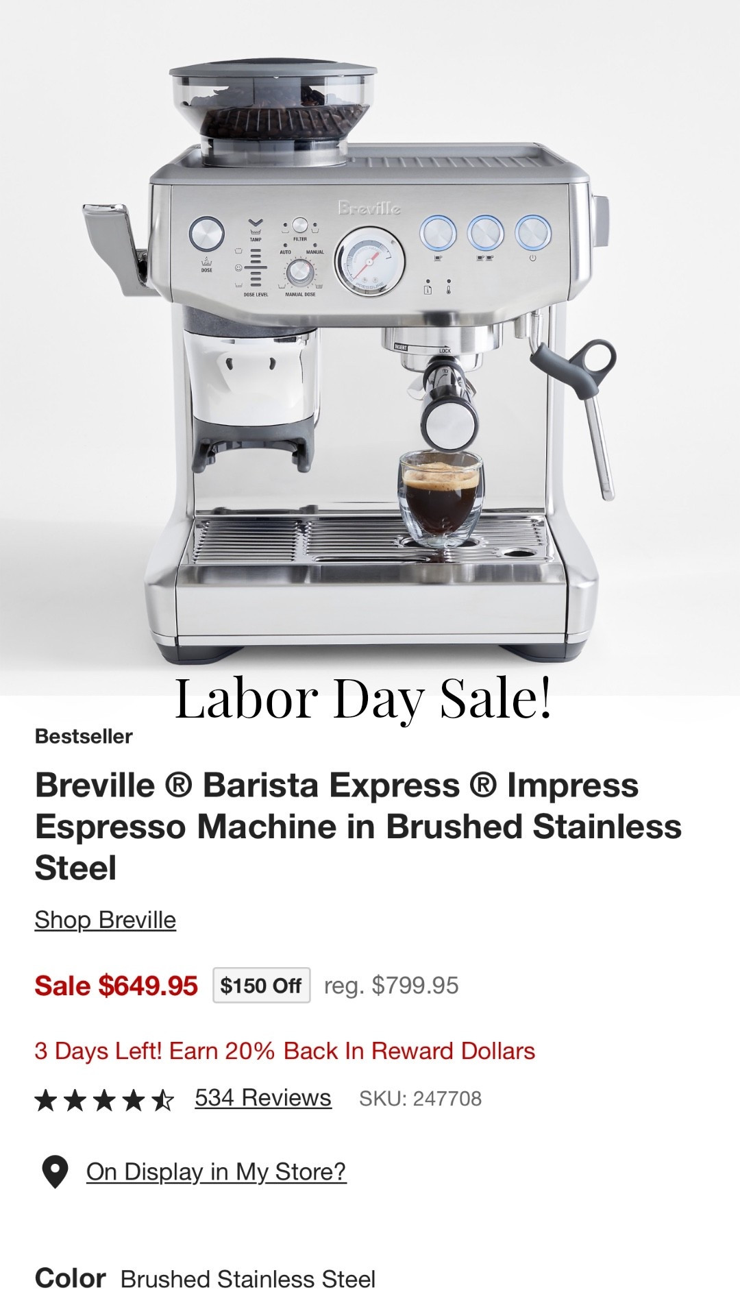 I have been eyeing this espresso machine for months and I saw it go on sale this weekend and added it to cart so fast! Currently $150 off the normal price! ☕️

Breville, espresso maker, home finds, in the kitchen, coffee maker, coffee at home, Williams Sonoma, Crate and Barrel

#LTKSaleAlert #LTKHome #LTKfoodie