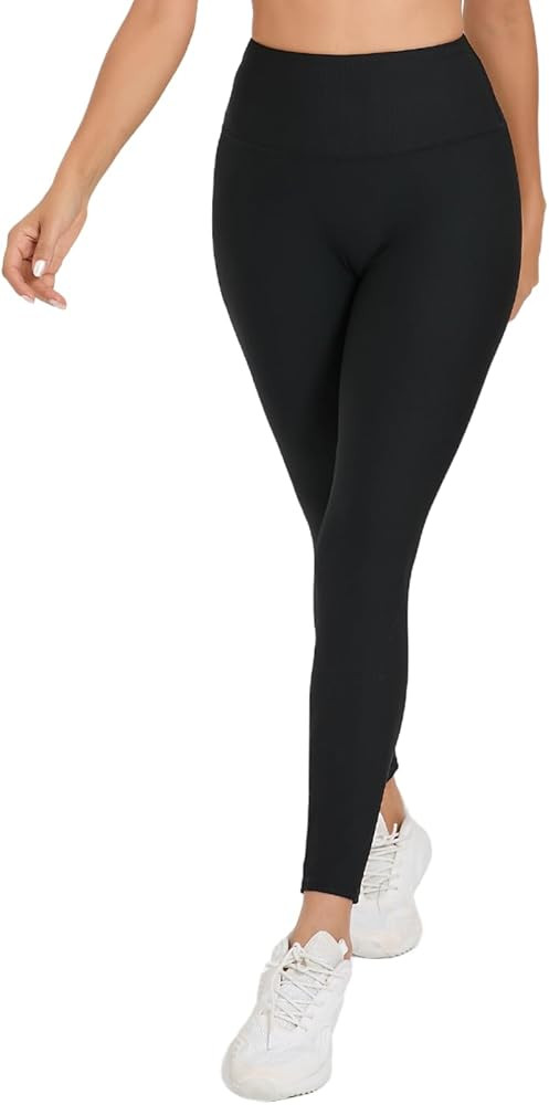 No Front Seam Ribbed High Waisted Workout Leggings for Women Buttery Soft Yoga Pants - 26" | Amazon (US)