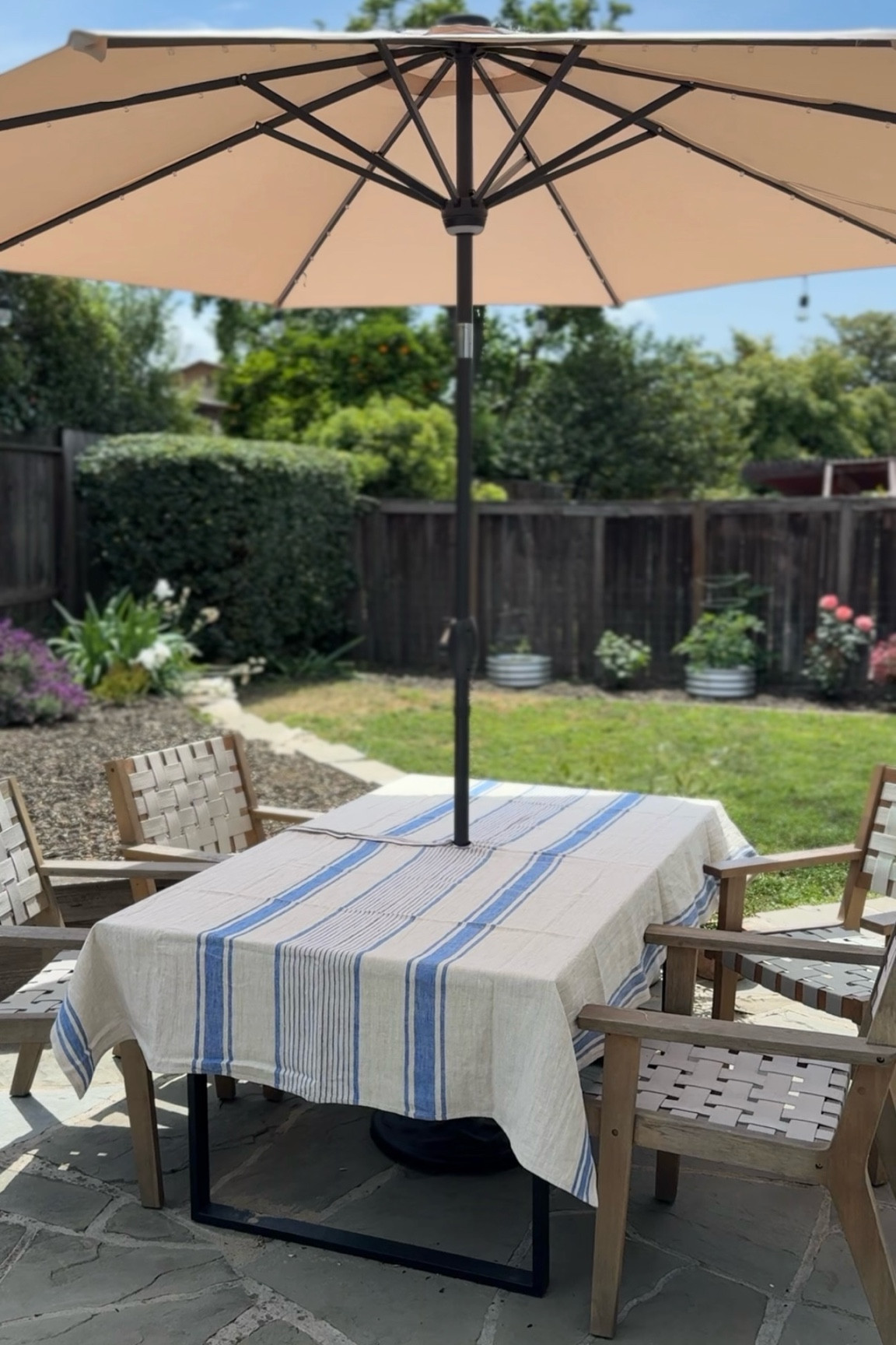 100% linen tablecloth with umbrella hole🤍☁️💫

#LTKFindsUnder100 #LTKHome #LTKStyleTip
