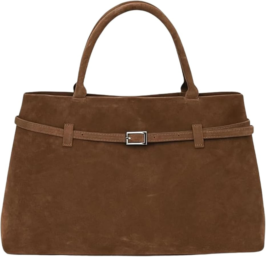 Suede Tote Bag for Women – With Multiple Pockets,Large Shoulder Bag Suede Handbags for Women 20... | Amazon (US)