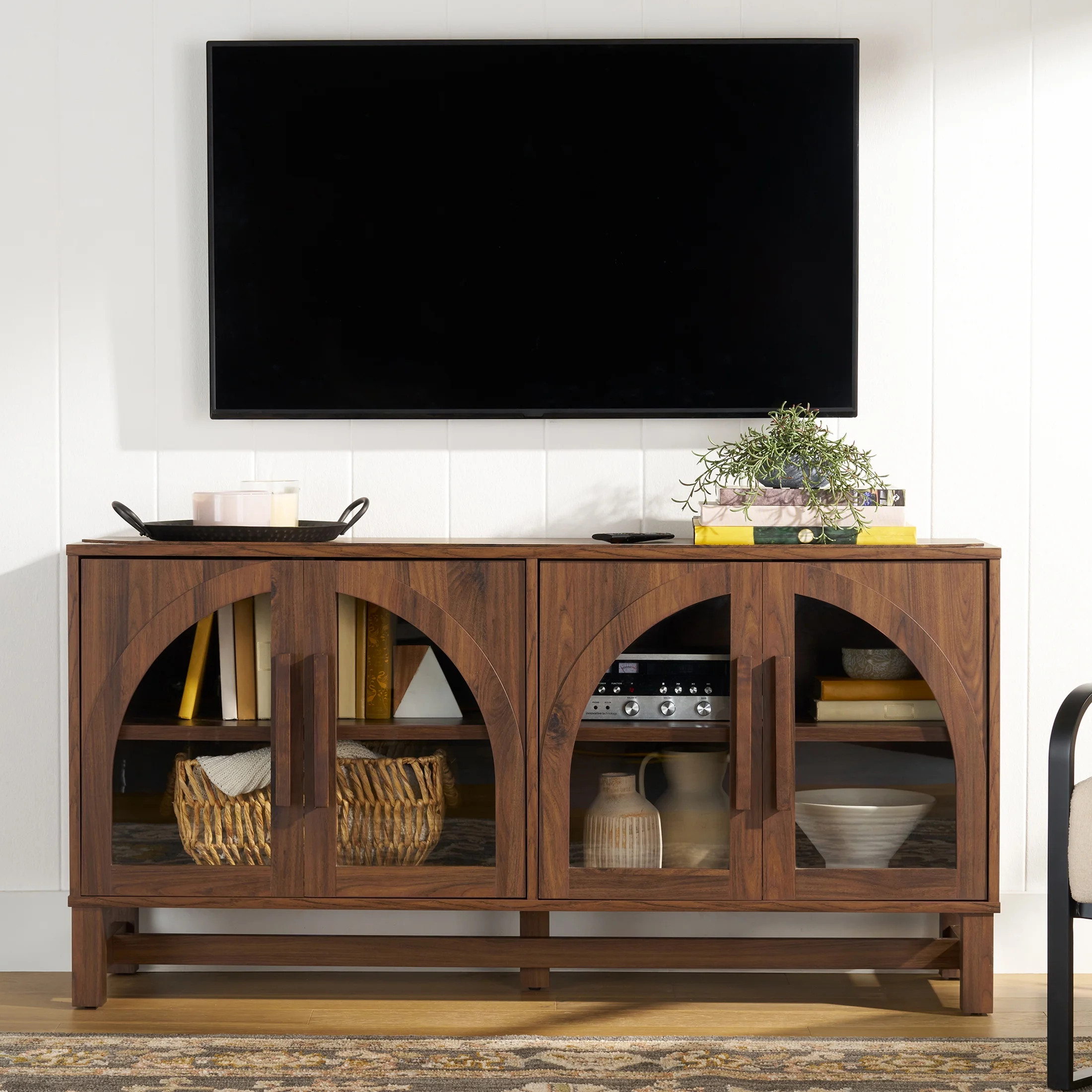 Better Homes & Gardens Juliet Arc TV Stand, Walnut | Walmart (US)