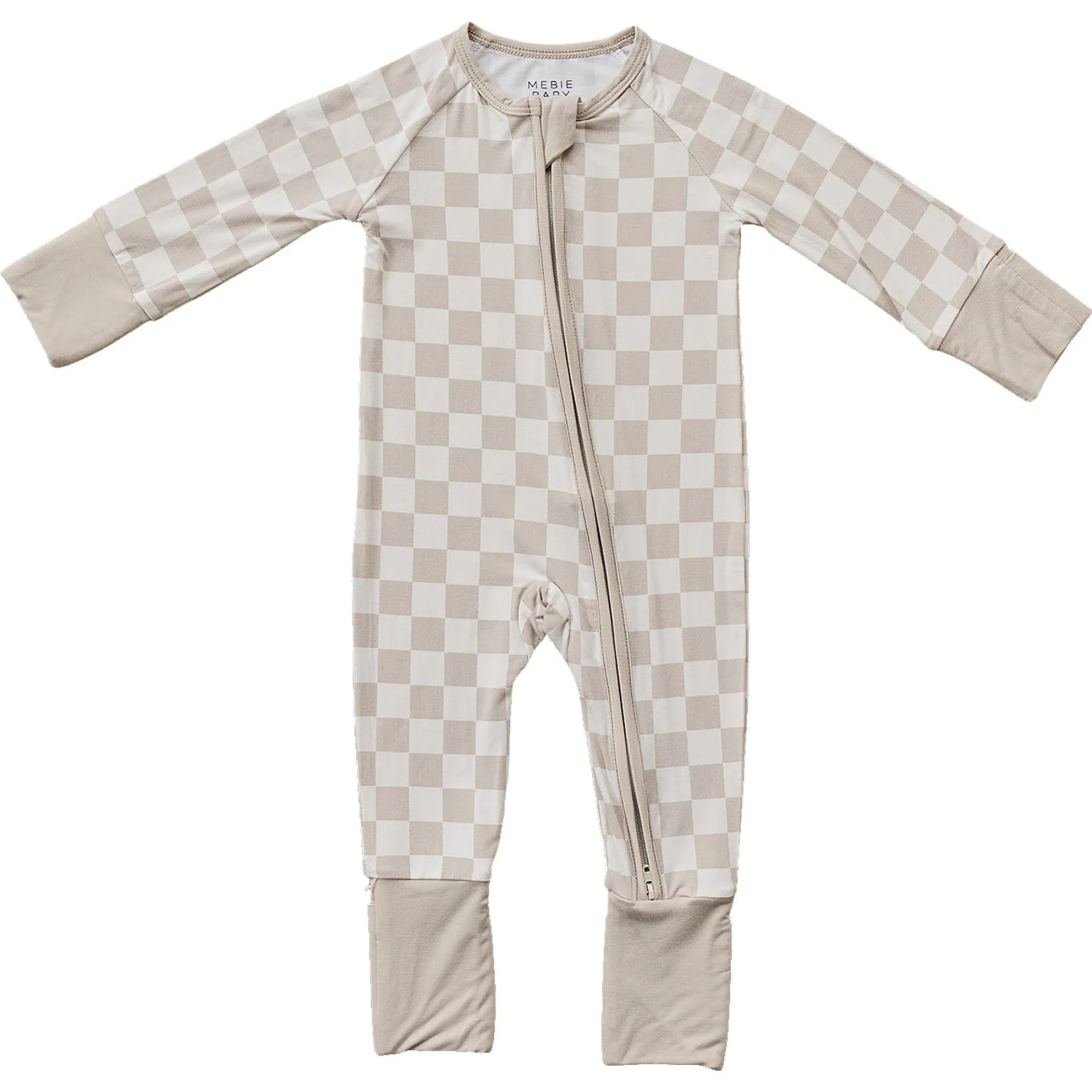 Mebie Baby Taupe Checkered Bamboo Zipper | Mebie Baby