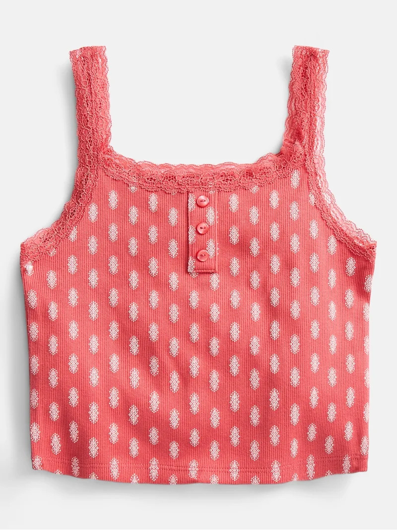 Weekend Academy Girls Henley Tank Top with Lace Trim, Sizes 4-18 | Walmart (US)