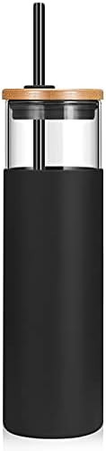 tronco 28oz Glass Tumbler Glass Water Bottle Straw Silicone Protective Sleeve Bamboo Lid - BPA Fr... | Amazon (US)