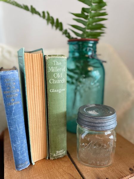 It’s almost time to pull out the Summer decor!! 
Blue glass jars and other vintage jars make for the easiest, most simple of Summer decor. Pop a few fresh stems in them and you are good to go! Decor on a budget at it’s finest!

#LTKHome #LTKFindsUnder50 #LTKSeasonal