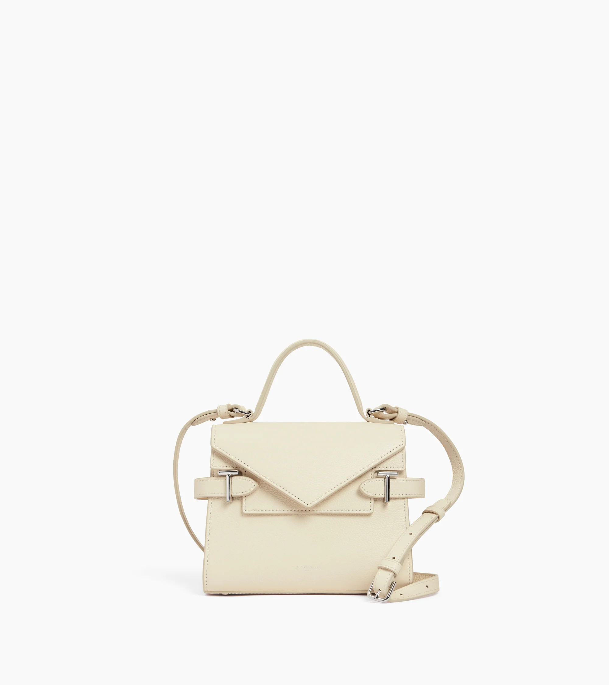 Emilie small handbag with double flap in grained leather | Le Tanneur
