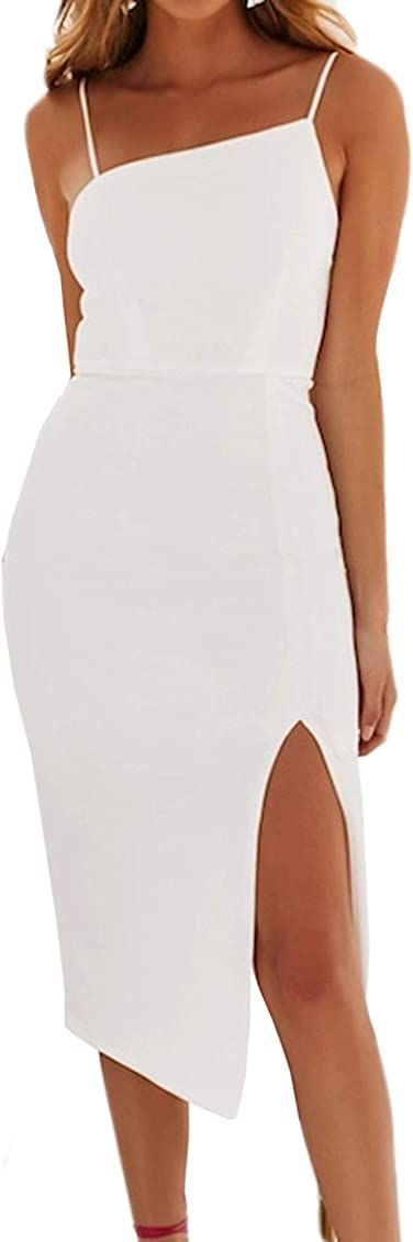Clubwear for Women Sexy Backless Party Dress Bodycon Side Split Midi Dress | Amazon (US)