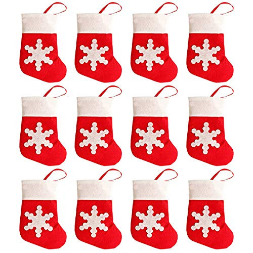 San Tokra 12Pcs Christmas Socks Decoration Snowflake Tableware Holders, Candy Pouch Bag Knife Spo... | Amazon (US)