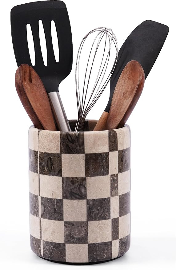 Marble Utensil Holder 6.5 Inch Oceanic & Verona | Kitchen Utensil Crock for Countertop Decorative... | Amazon (US)