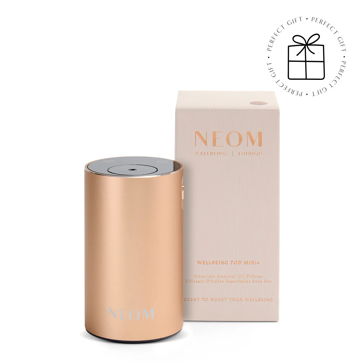Wellbeing Pod Mini+ Waterless Essential Oil Diffuser in Rose Gold | NEOM Organics