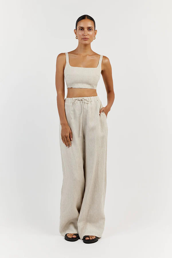 PENNY NATURAL LINEN CROP TOP | DISSH
