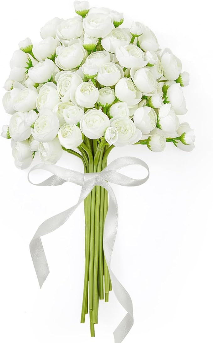 Serwalin 𝟭𝟴𝙋𝙘𝙨 Ranunculus Artificial Flowers, Faux Silk Ranunculus Bouquet for DIY... | Amazon (US)