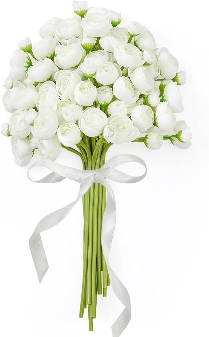 Serwalin 𝟭𝟴𝙋𝙘𝙨 Ranunculus Artificial Flowers, Faux Silk Ranunculus Bouquet for DIY... | Amazon (US)
